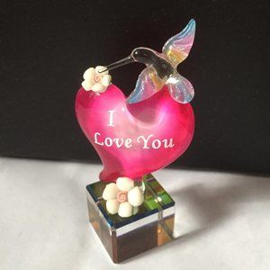 ⭕5 /$17 - "I Love You" ❤️ Pink Heart Crystal & 🌈 Hummingbird + Flowers